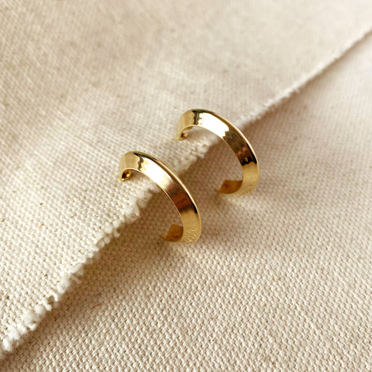 18k Gold Filled Faceted Half-Hoop Earrings