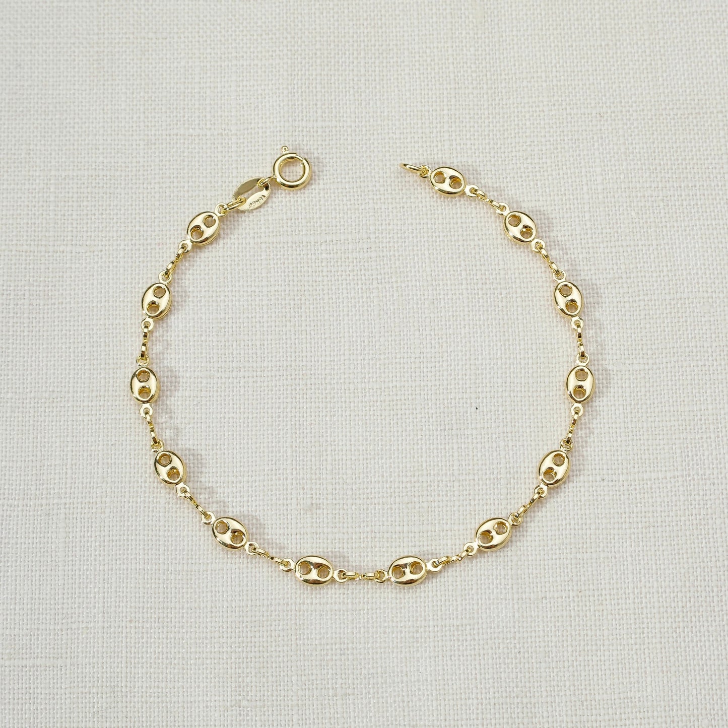 18k Gold Filled Fancy Puff Links Chain Bracelet