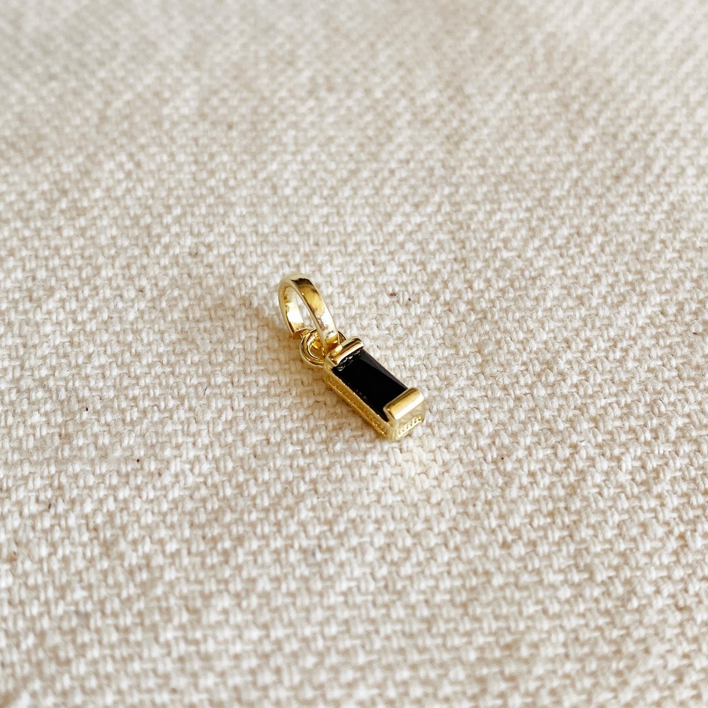 18k Gold Filled Mini Black Baguette Charm