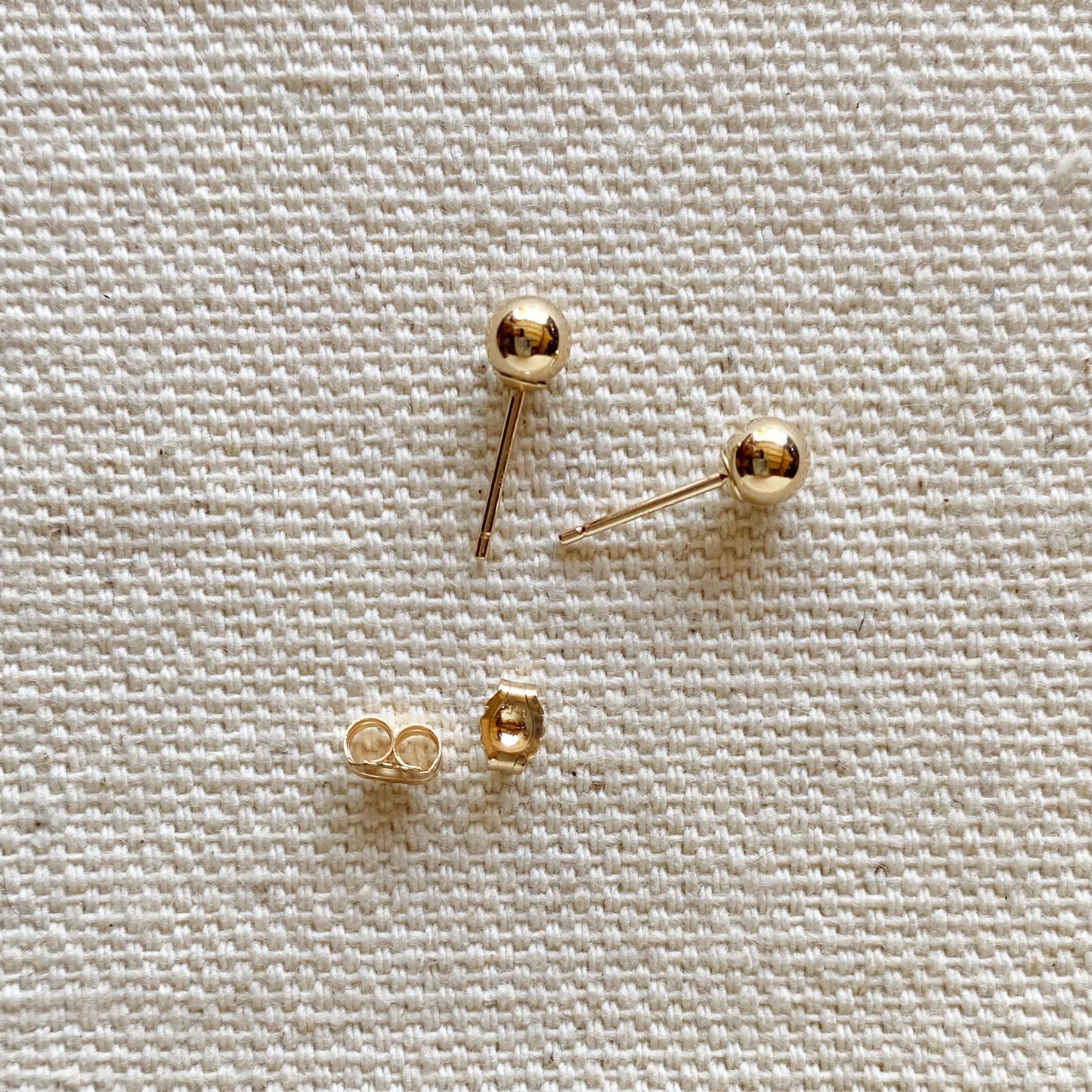 GoldFi 14k Solid Gold 4mm Ball Stud Piercing Earrings