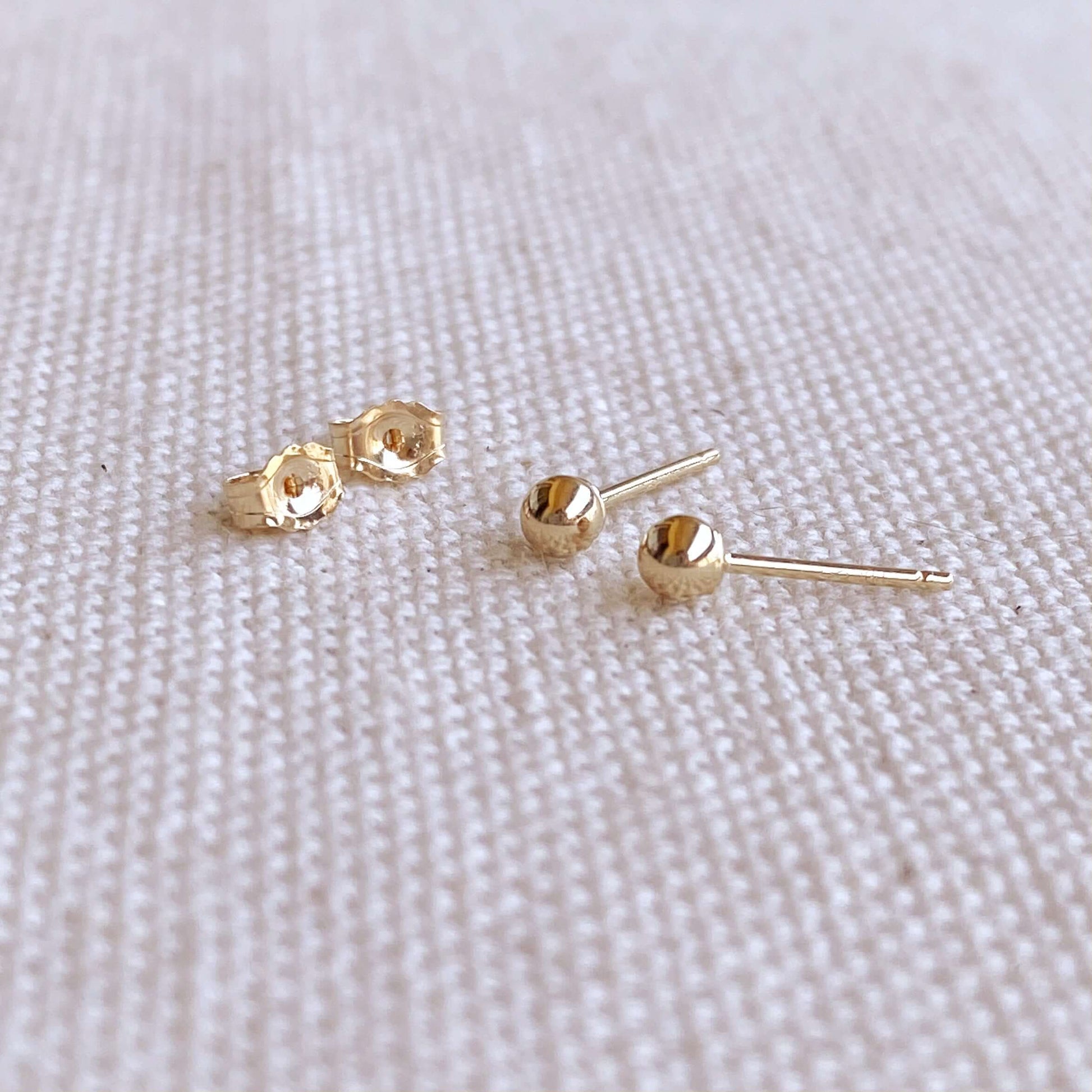 GoldFi 14k Solid Gold 3mm Ball Stud Piercing Earrings