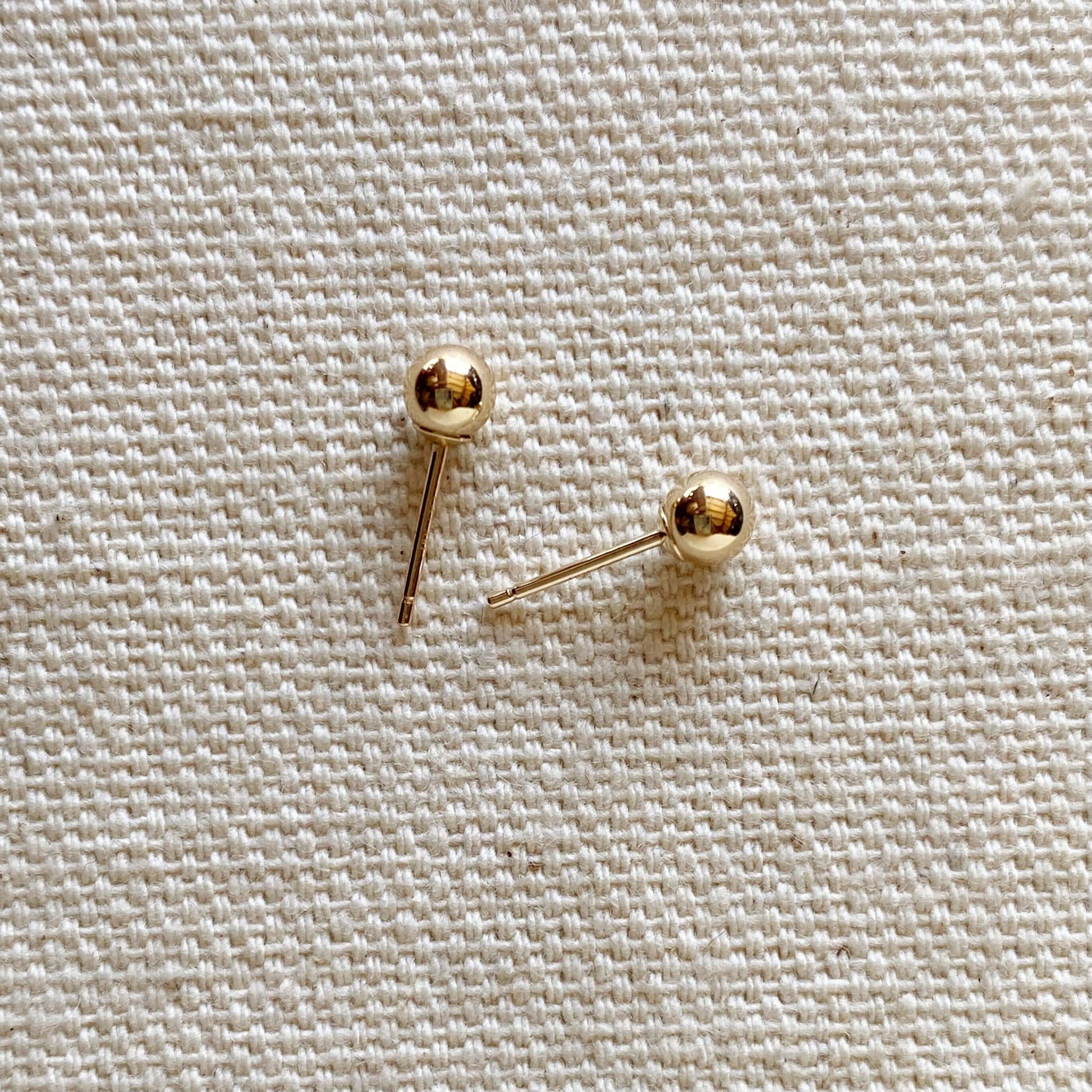 GoldFi 14k Solid Gold 4mm Ball Stud Piercing Earrings