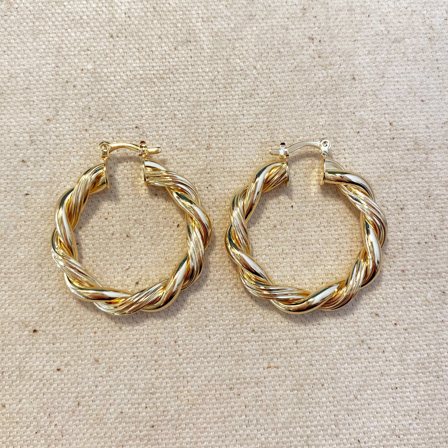 18k Gold Filled 30mm Double Twisted Tube Hoop Earrings