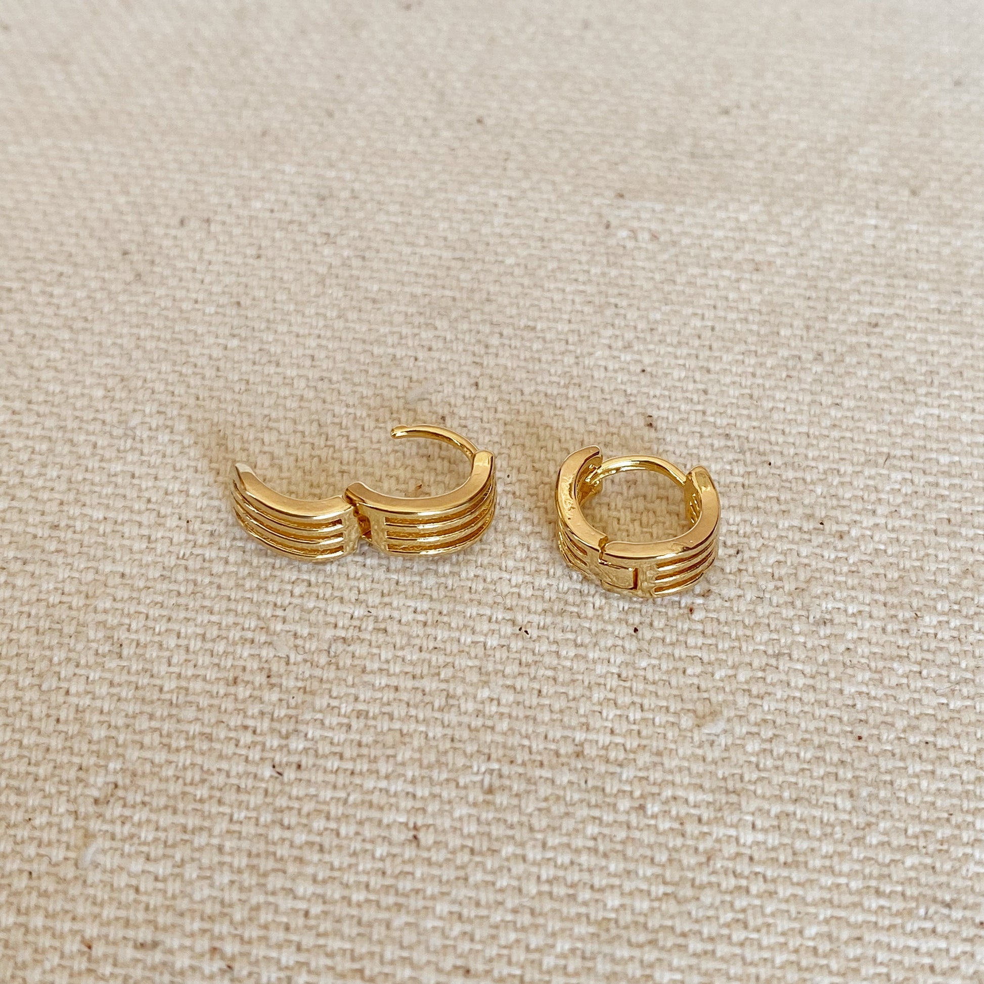 GoldFi 18k Gold Filled Tiny Waves Clicker Hoop Earrings