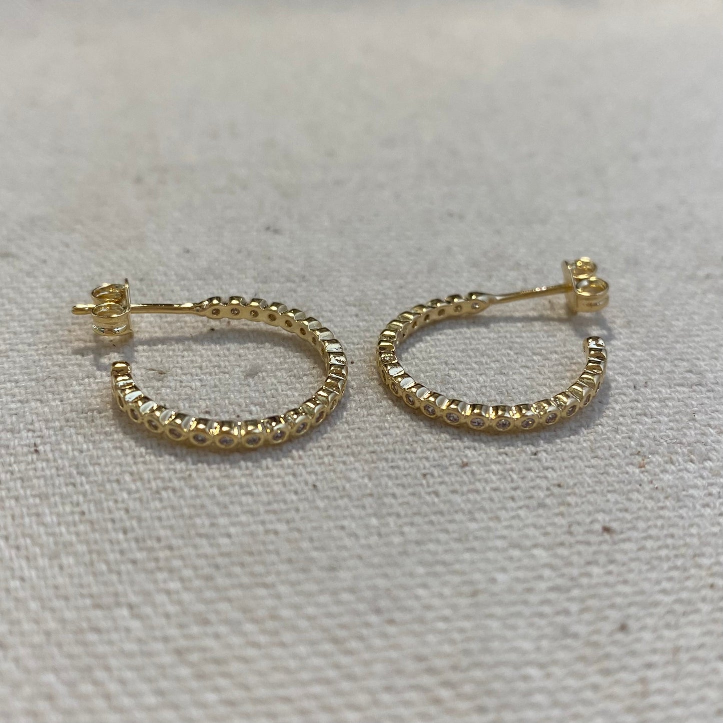 18k Gold Filled 18mm Bezel Cubic Zirconia C-Hoop