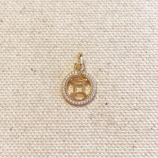 18k Gold Filled Mini Gemini Zodiac Pendant