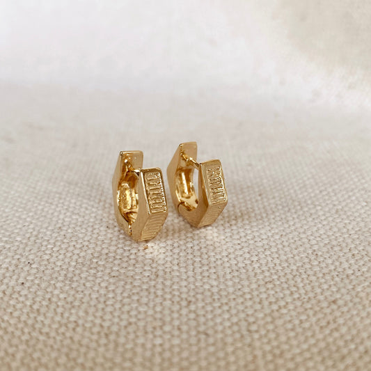 GoldFi 18k Gold Filled Textured Shaped Clicker Hoop Earrings