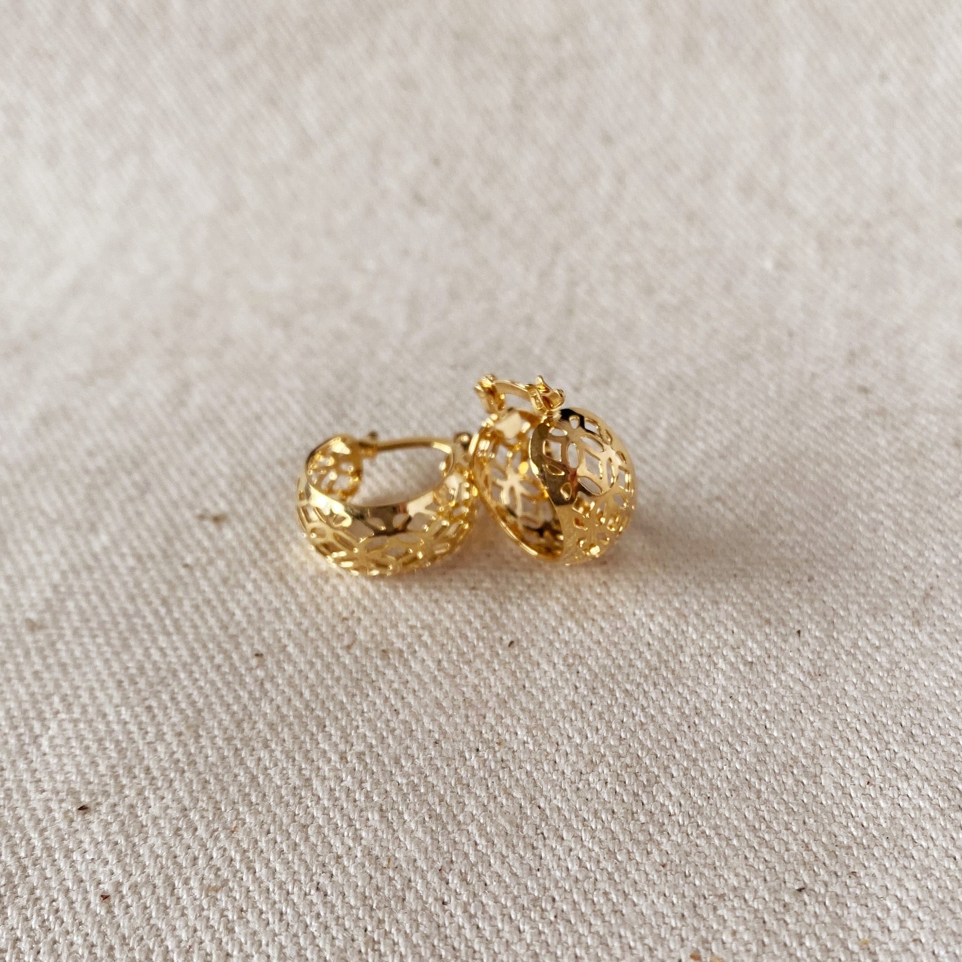 18k Gold Filled Vintage Detailed Hoop Earrings