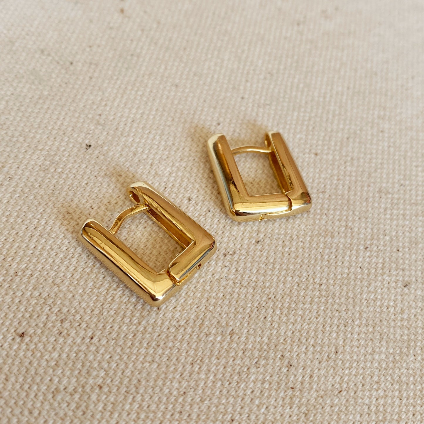 GoldFi 18k Gold Filled Rectangle Shaped Hoop Earrings