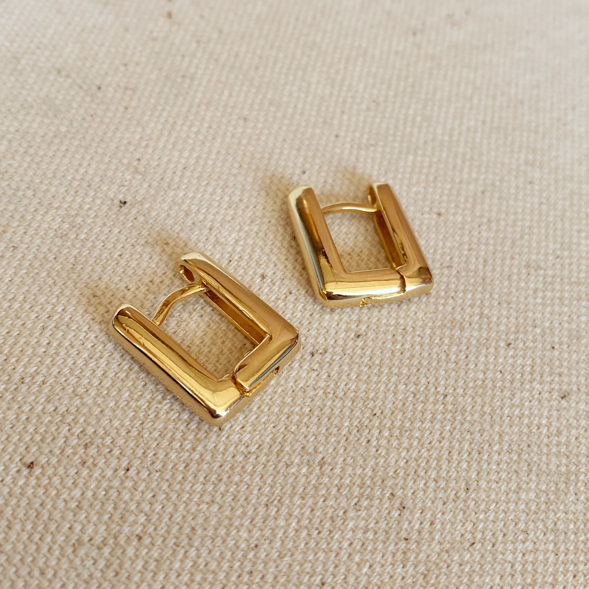 GoldFi 18k Gold Filled Rectangle Shaped Hoop Earrings