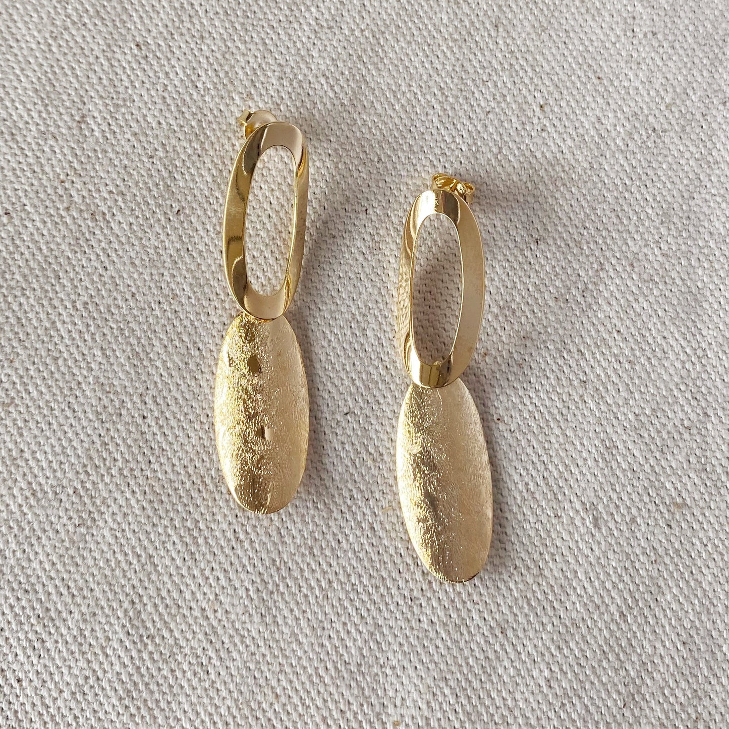 18k Gold Filled Fancy Brushed Elliptical Earrings