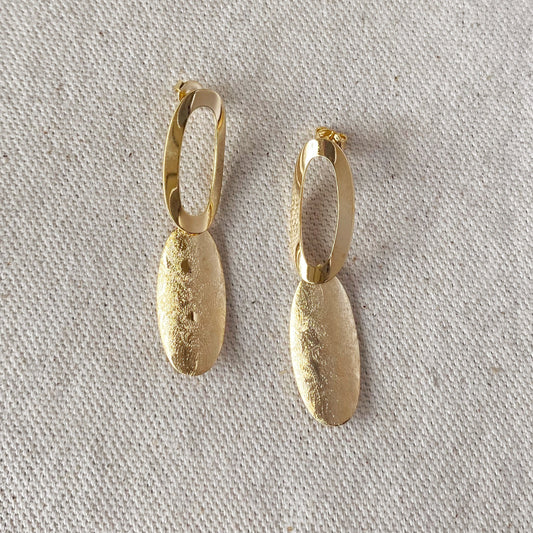 18k Gold Filled Fancy Brushed Elliptical Earrings