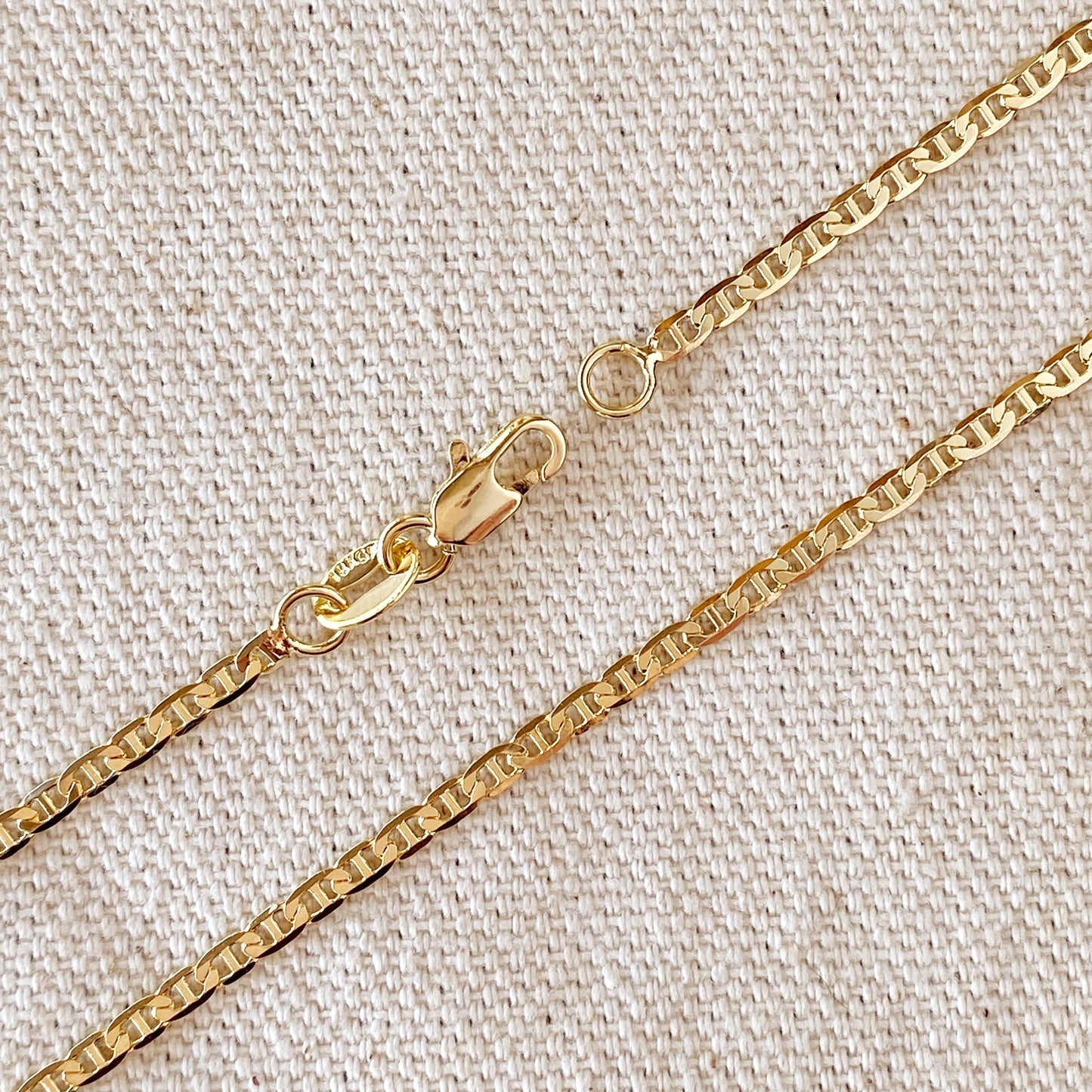 18k Gold Filled 2mm Flat Mariner Chain