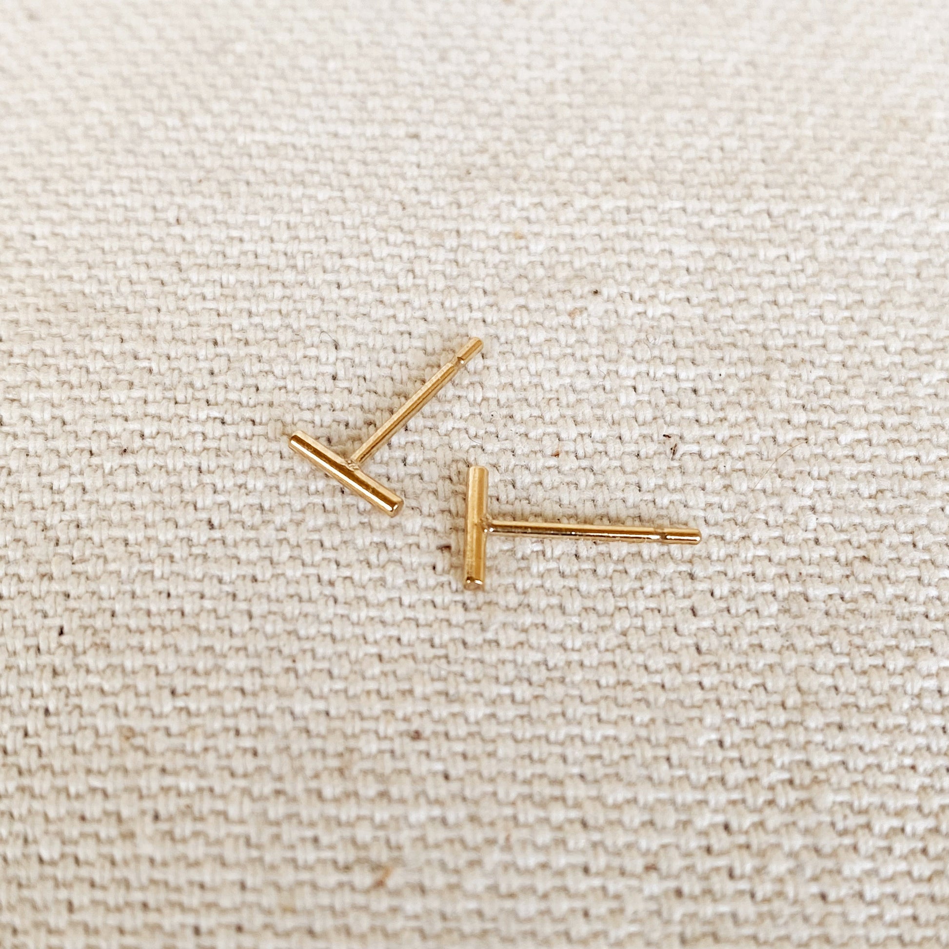 GoldFi 14k Gold Filled Petite Bar Stud Earrings