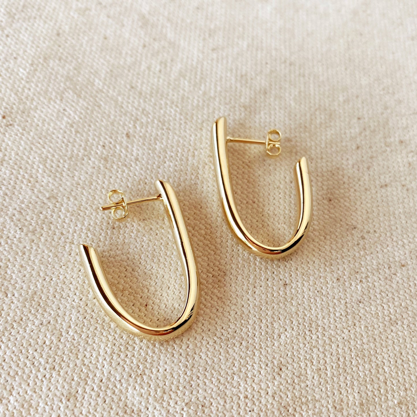 18k Gold Filled J Hoop Earrings