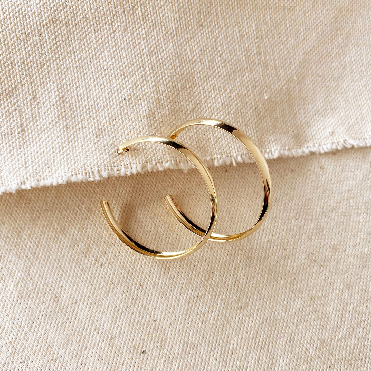 18k Gold Filled 40mm Hollow C-Hoop Earrings