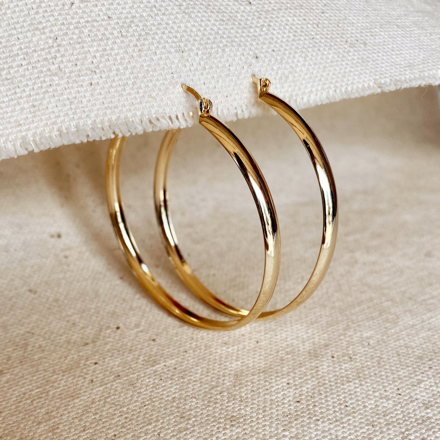 GoldFi Light 18k Gold Filled Hoop Earrings 50mm Diameter