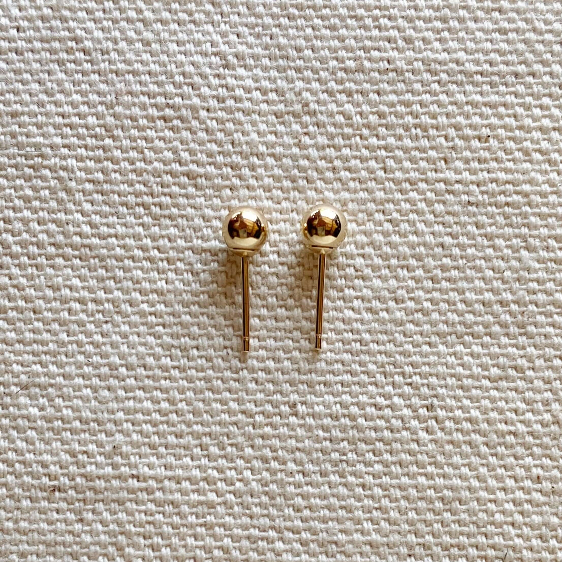 GoldFi 14k Solid Gold 4mm Ball Stud Piercing Earrings