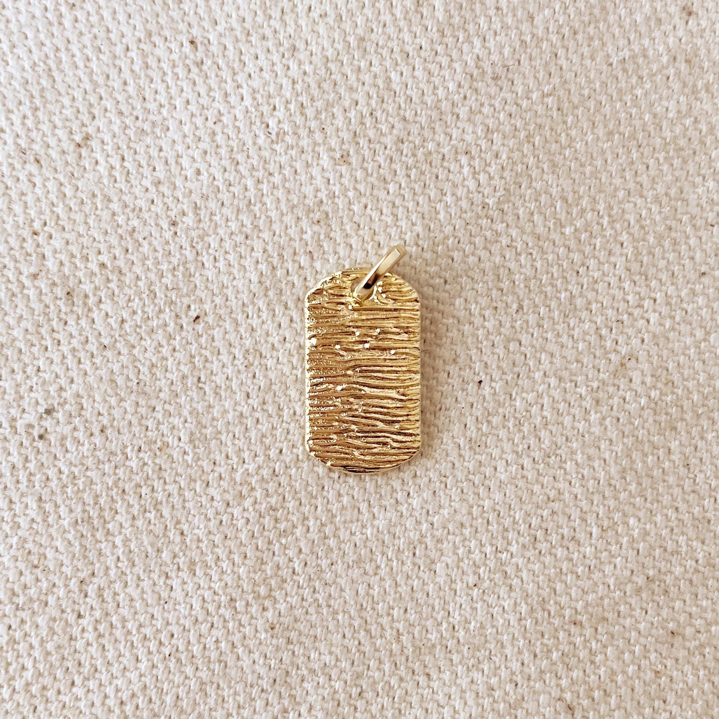 18k Gold Filled Textured Dog Tag Pendant