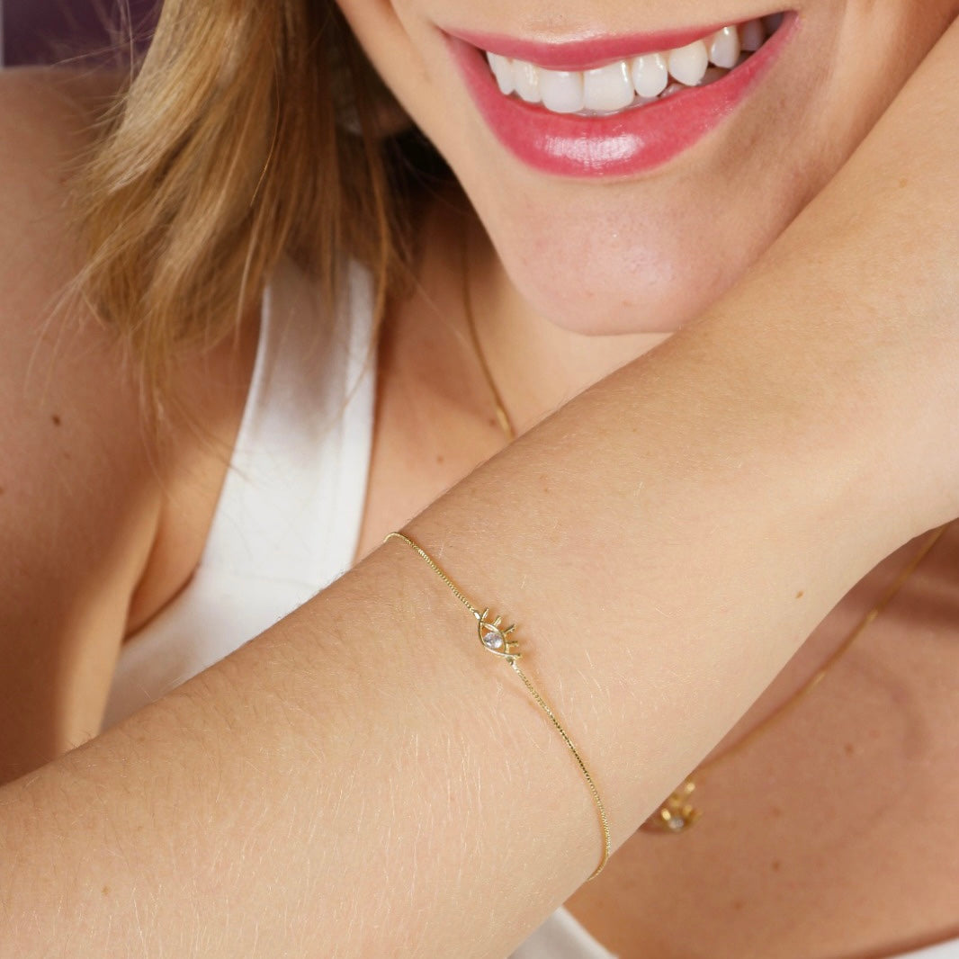 18k Gold Filled Dainty Eye Bracelet