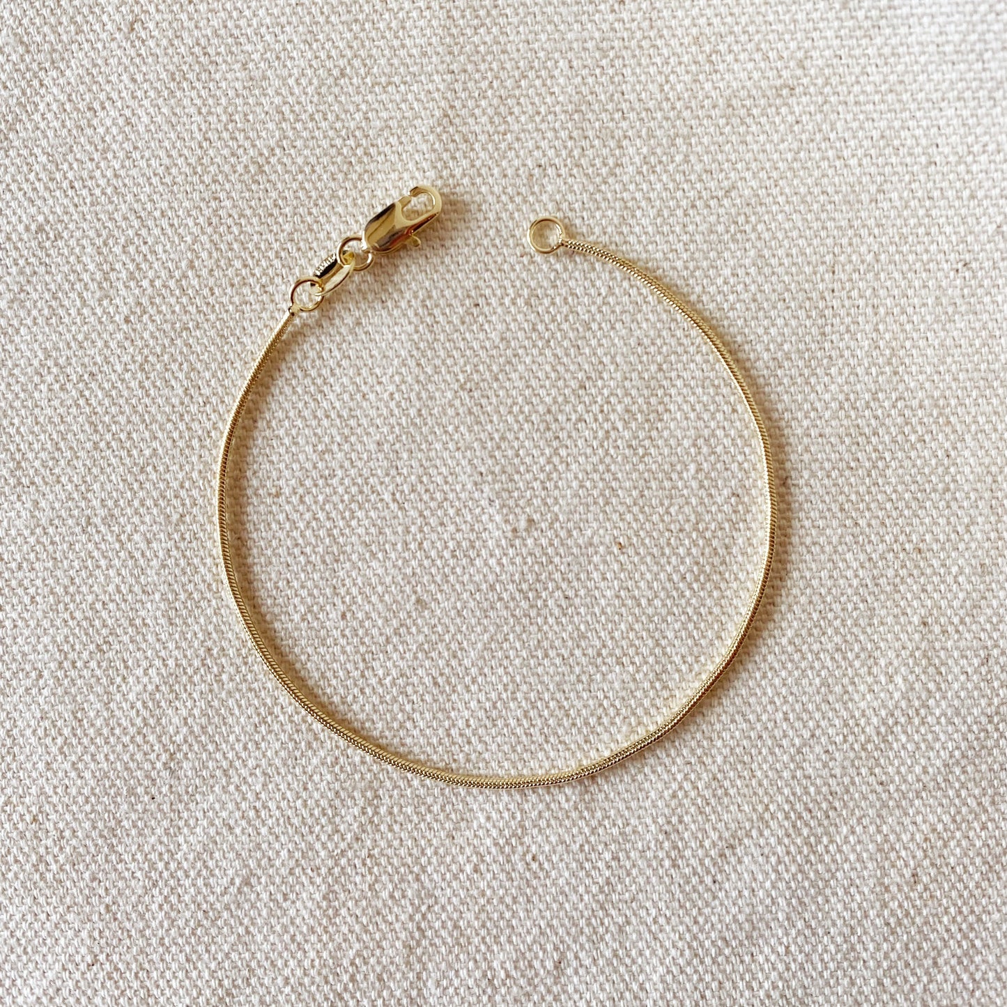 18k Gold Filled 1.2 mm Round Snake Chain Bracelet