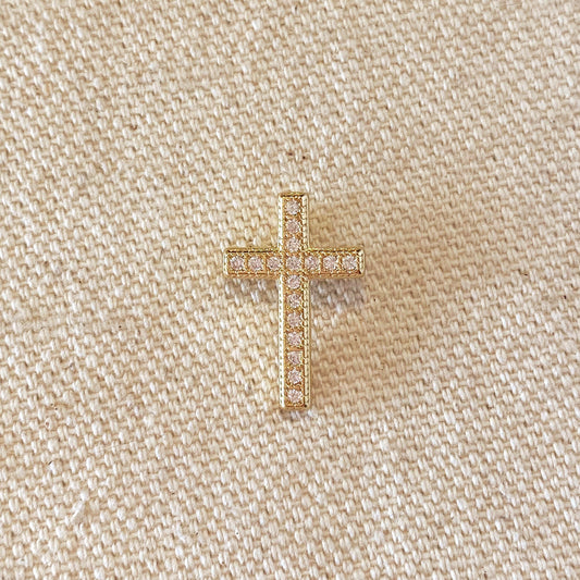 18k Gold Filled Cross Pendant With Micro Cubic Zircon Stones