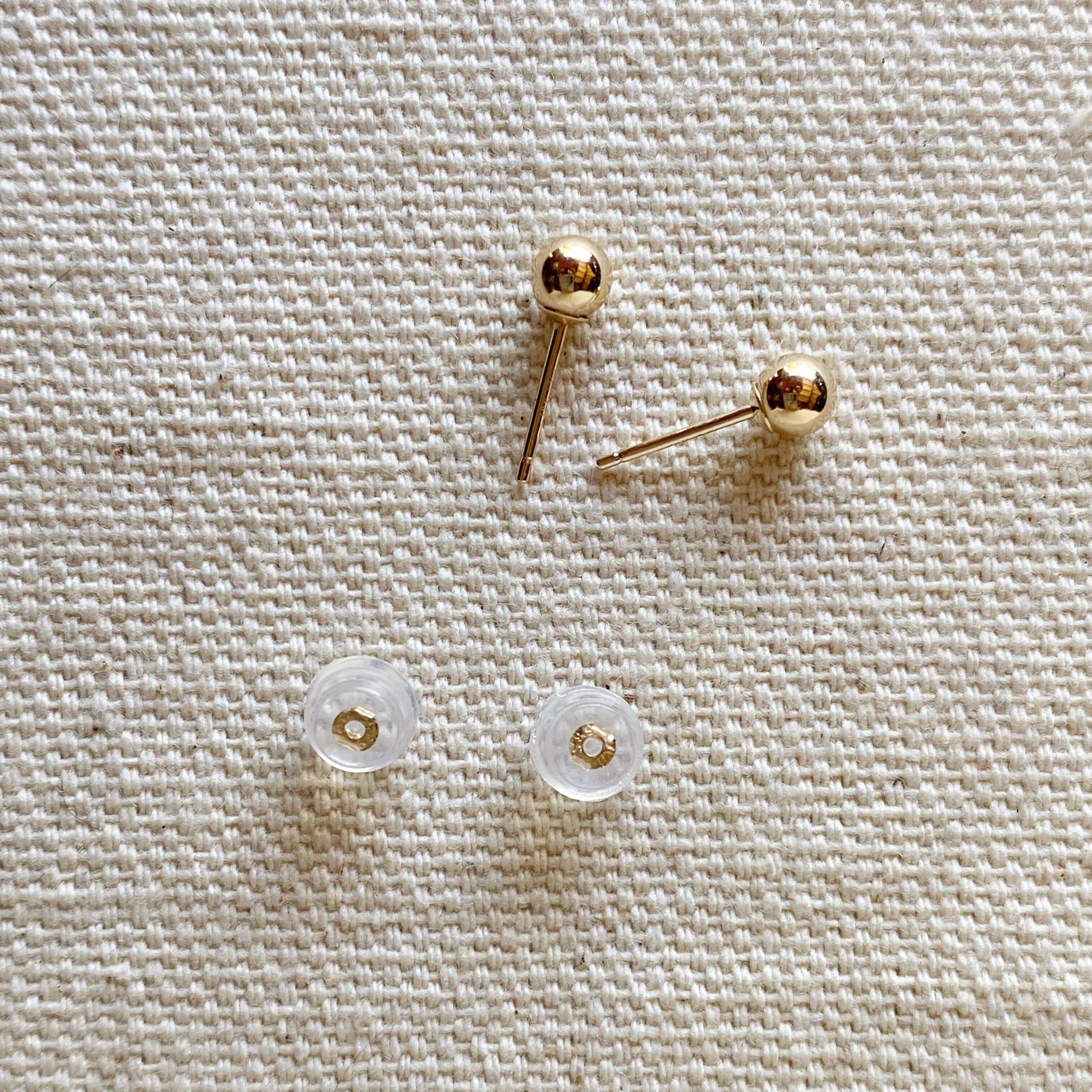 GoldFi 14k Solid Gold 4mm Ball Stud Piercing Earrings