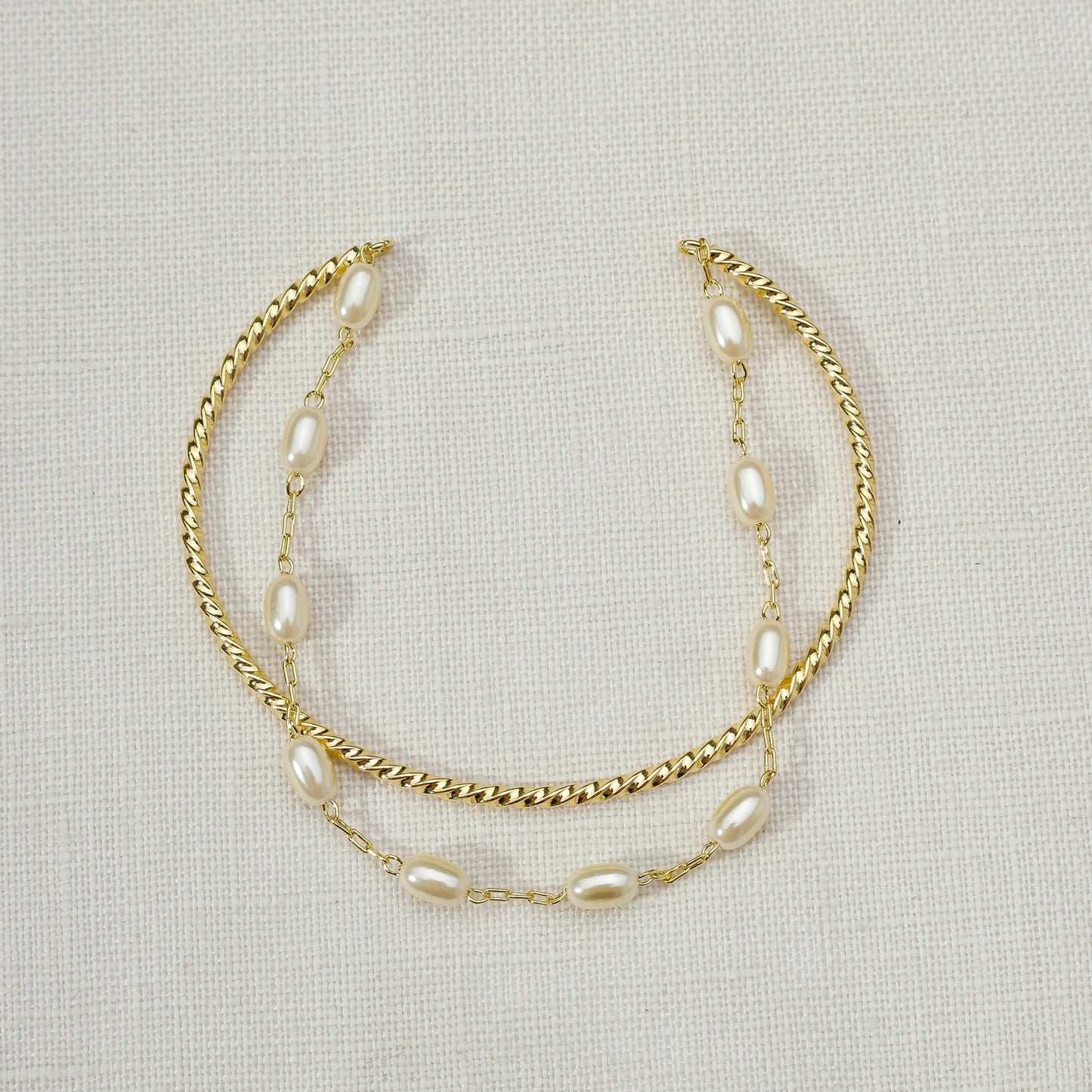 18k Gold Filled Gold And Pearl Cuff Bracelet