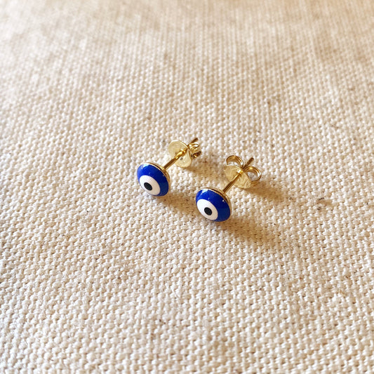 18k Gold Filled Enamel 6mm Blue Evil Eye