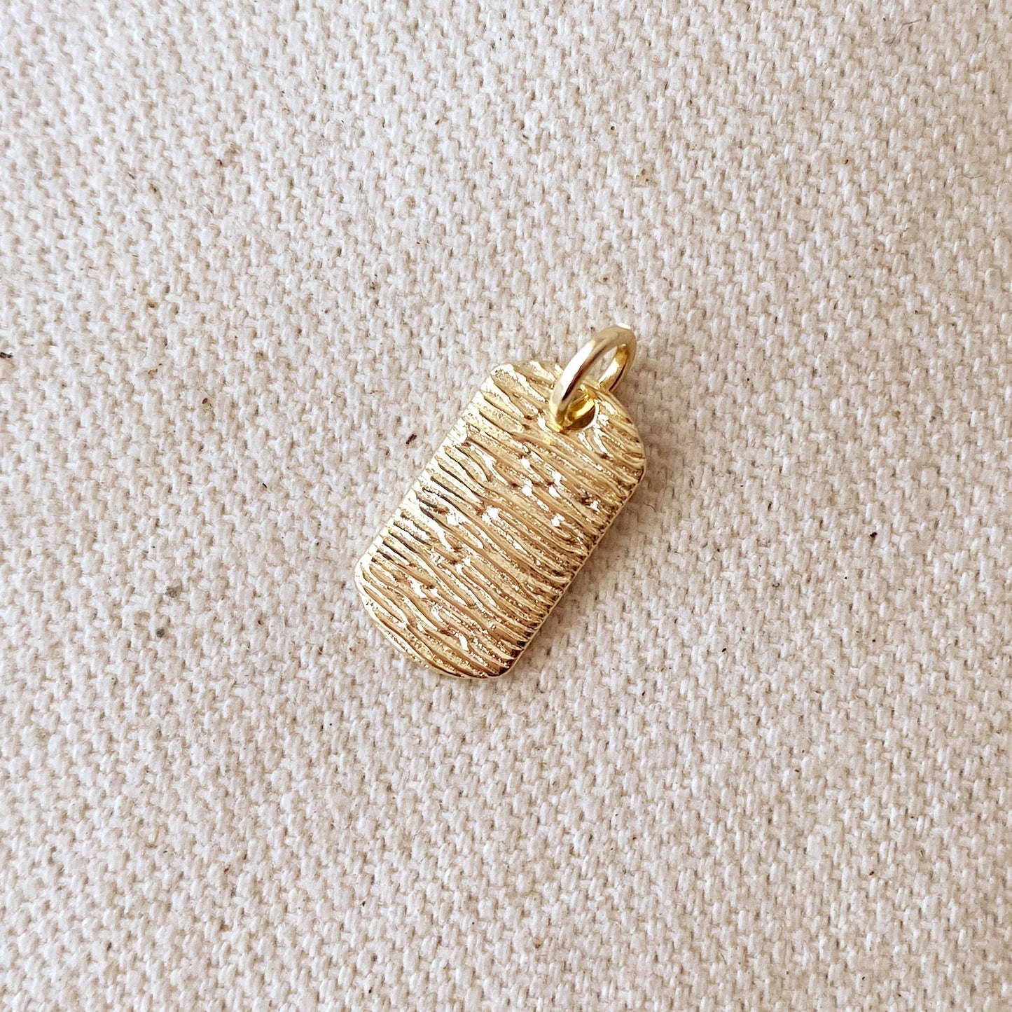 18k Gold Filled Textured Dog Tag Pendant