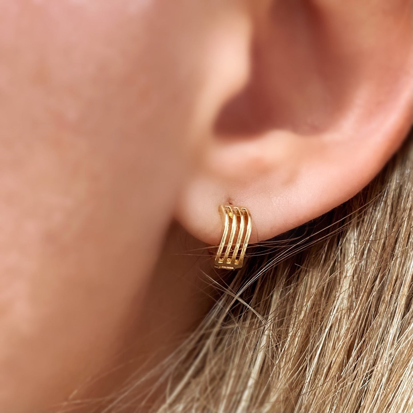 GoldFi 18k Gold Filled Tiny Waves Clicker Hoop Earrings