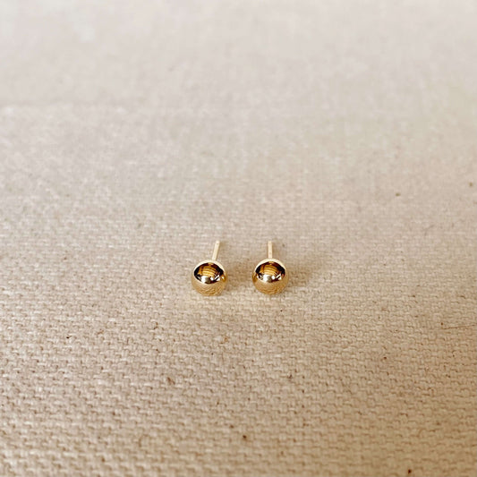 GoldFi 14k Solid Gold 4mm Ball Stud Piercing Earrings