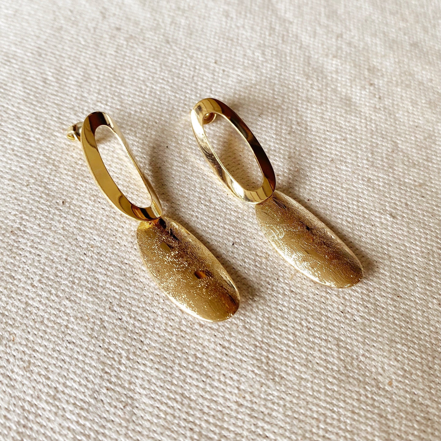 18k Gold Filled Fancy Brushed Elliptical Earrings