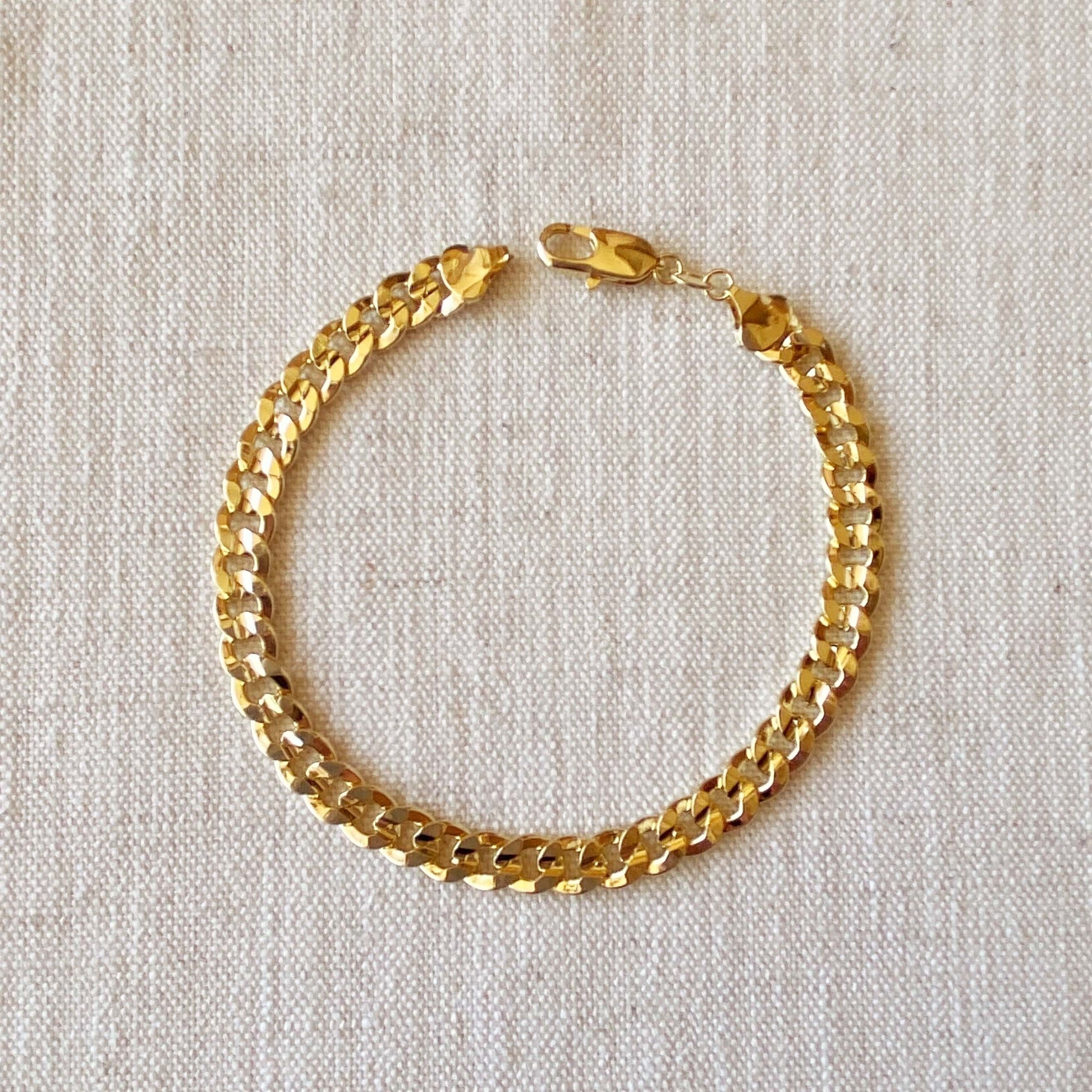 GoldFi 18k Gold Filled Unisex Diamond Cut Cuban Link Bracelet