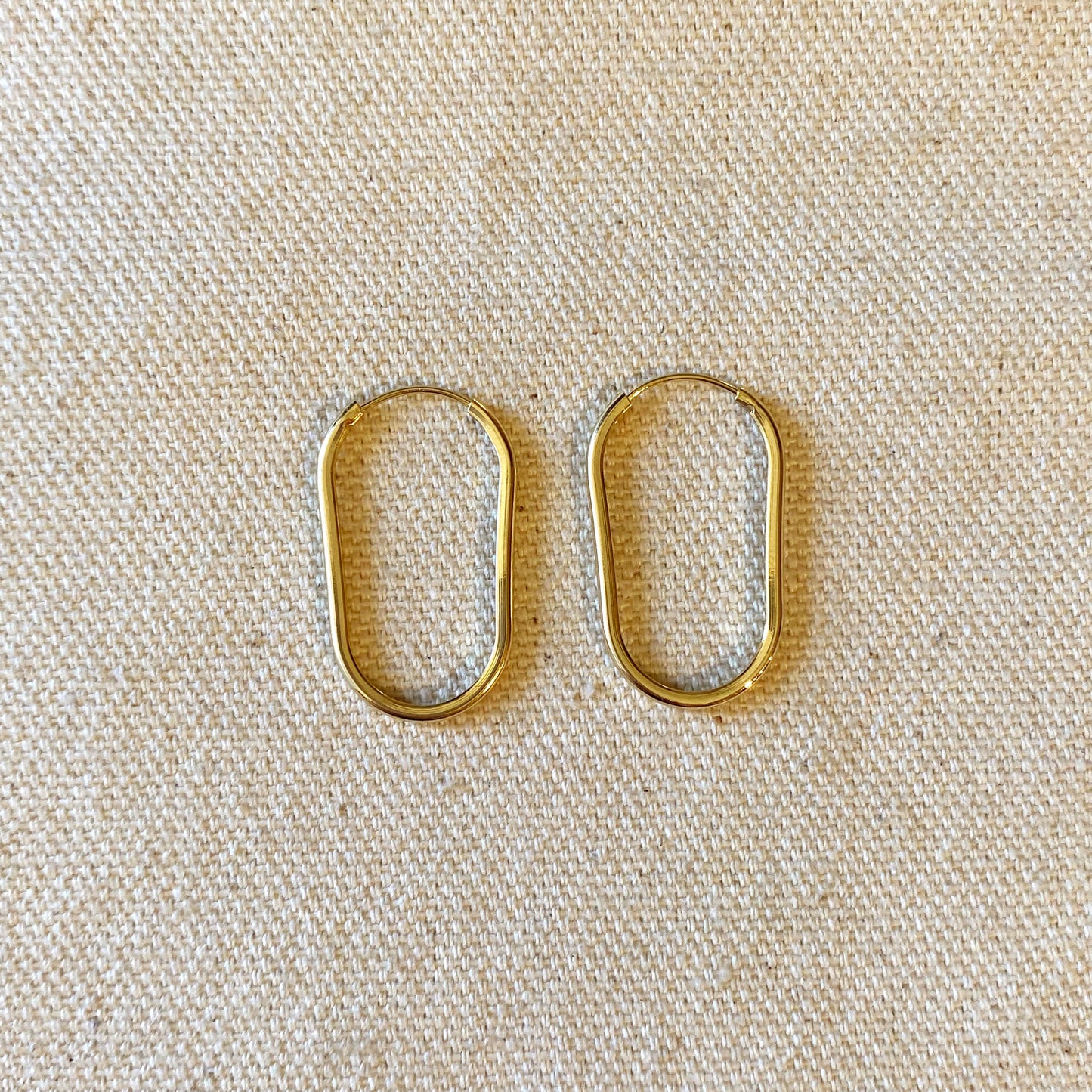 18k Gold Filled Skinny Large Oval Hoop Earrings