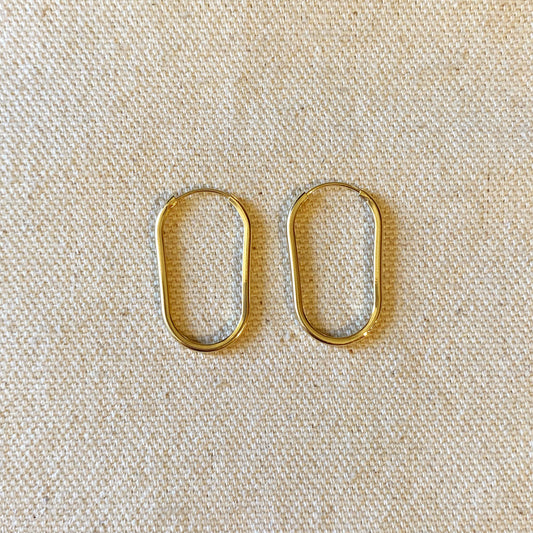 18k Gold Filled Skinny Large Oval Hoop Earrings