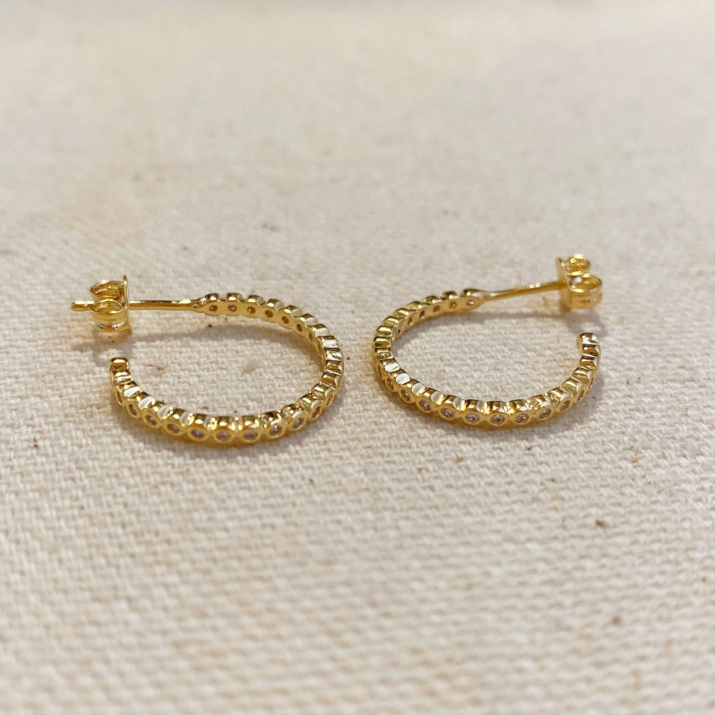 18k Gold Filled 18mm Bezel Cubic Zirconia C-Hoop