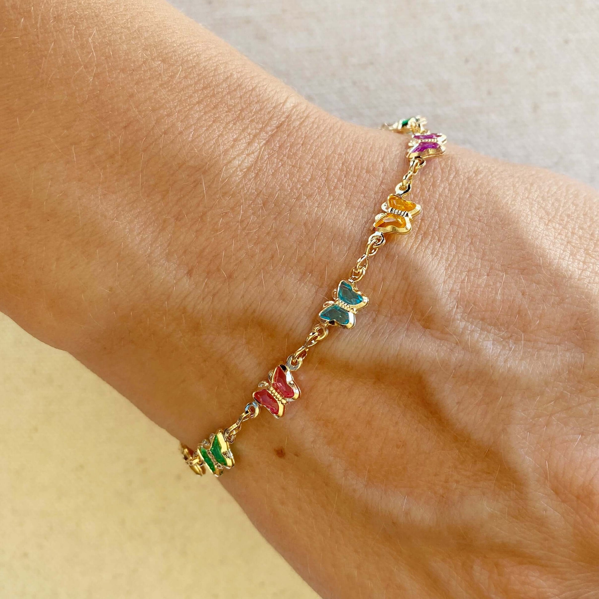 GoldFi 18k Gold Filled Colorful Butterflies Bracelet