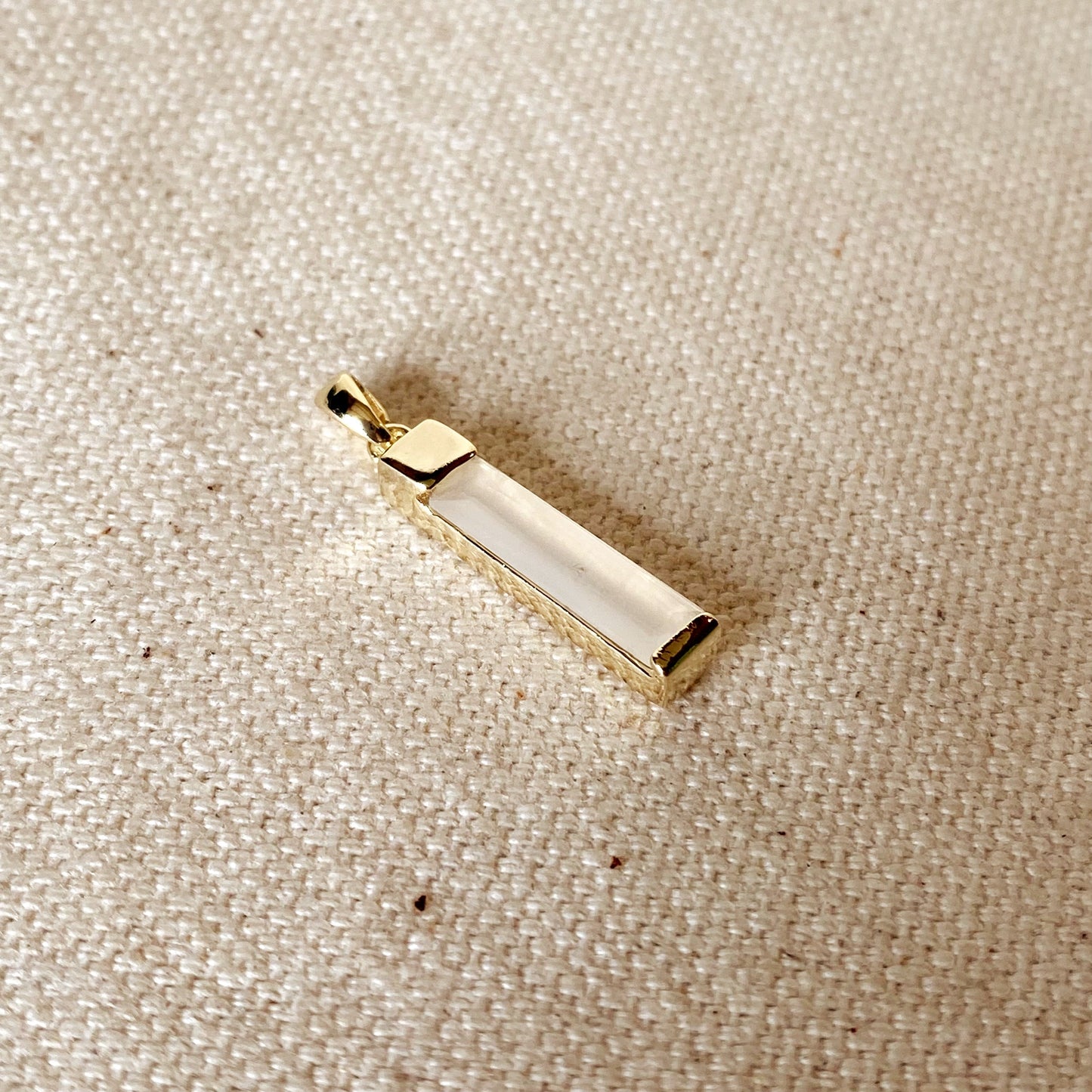 18k Gold Filled Long Nude Crystal Baguette Charm