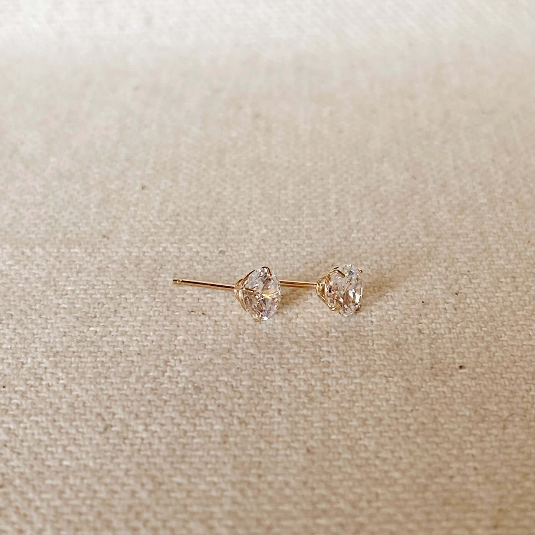 GoldFi 14k Solid Gold Round 5mm Cubic Zirconia Stud Earrings