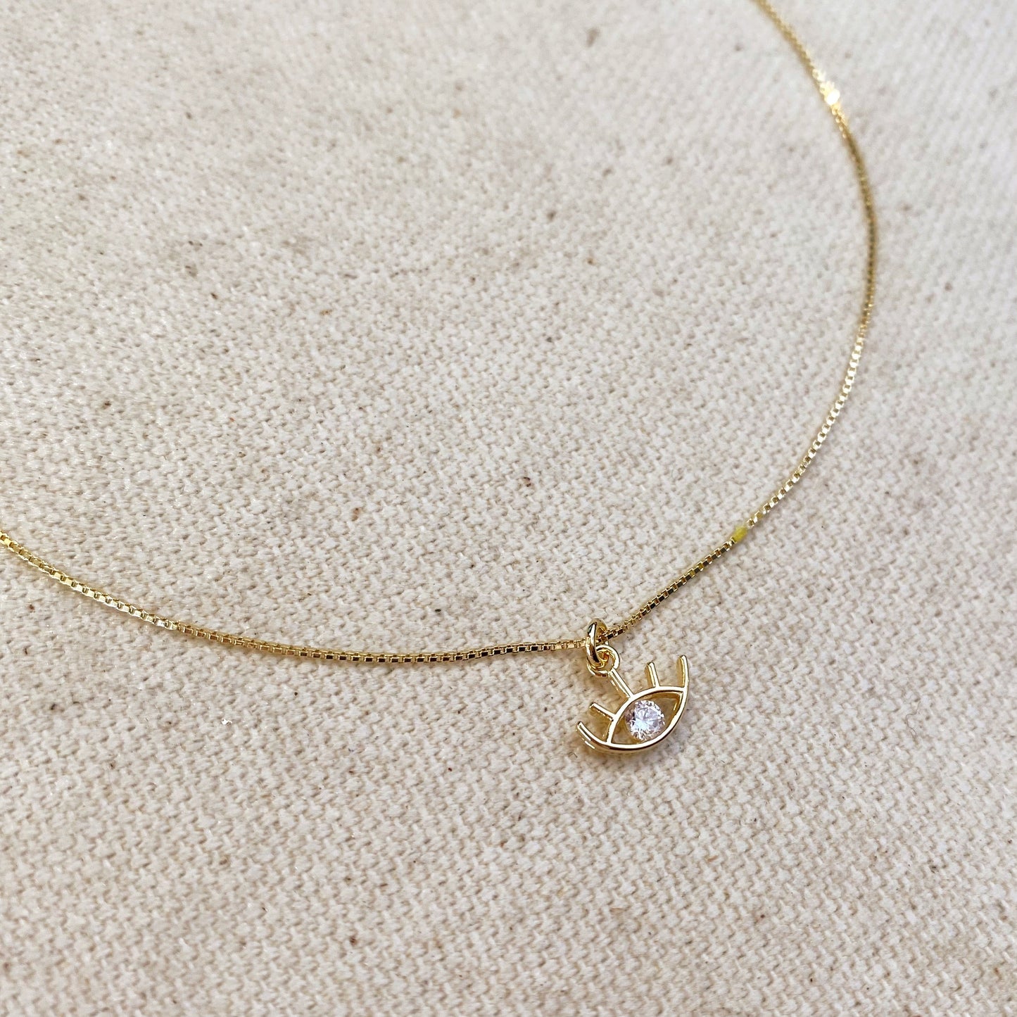 18k Gold Filled Dainty Eye Necklace