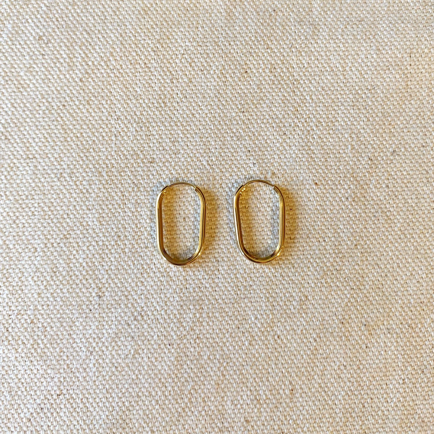 18k Gold Filled Skinny Small Oval Hoop Earrings