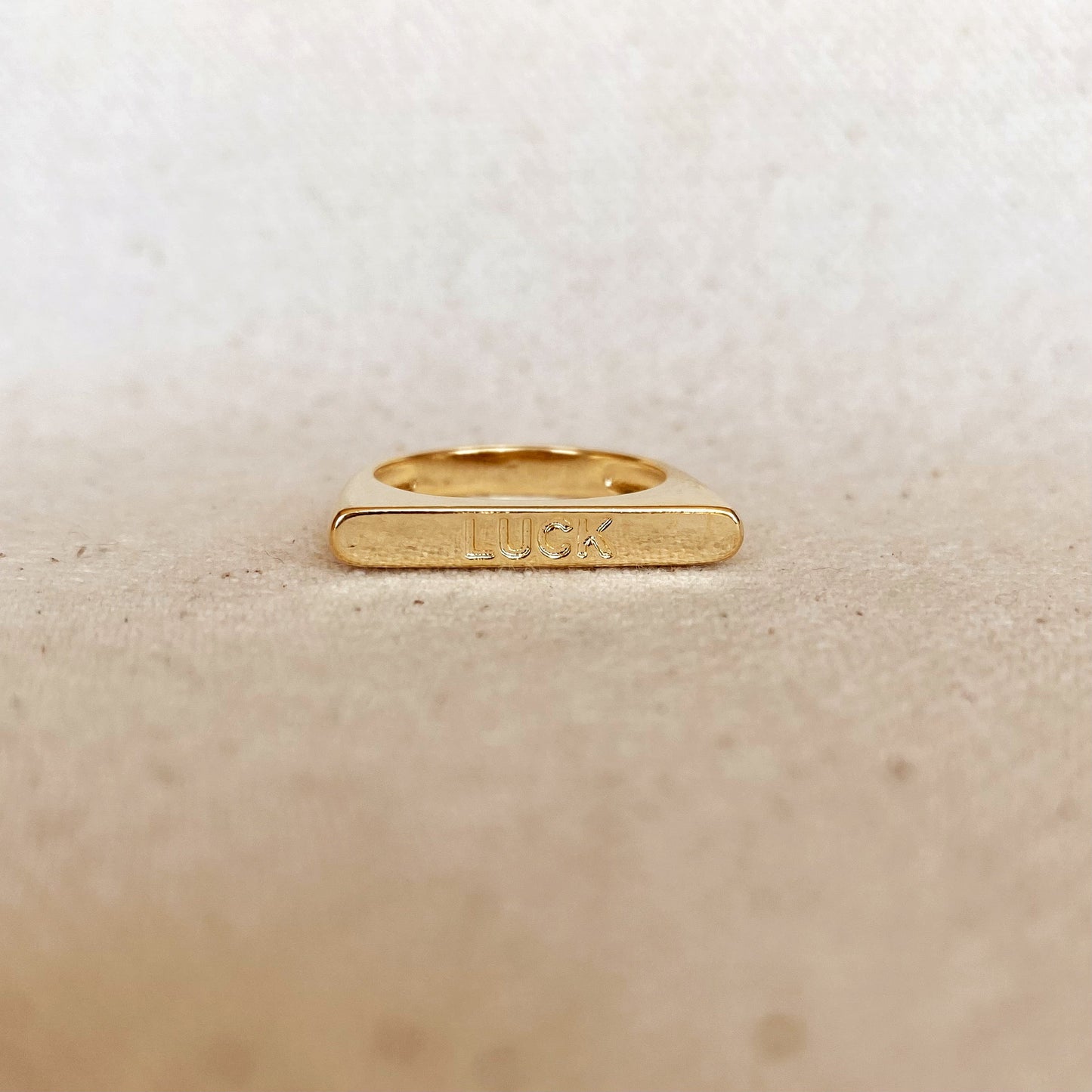 GoldFi 18k Gold Filled Luck Engraved Stackable Ring