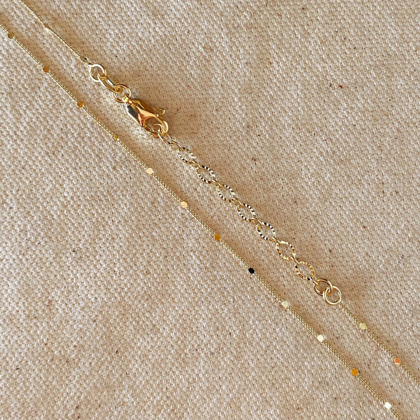 18k Gold Filled 1mm Curb Chain With Pressed Details