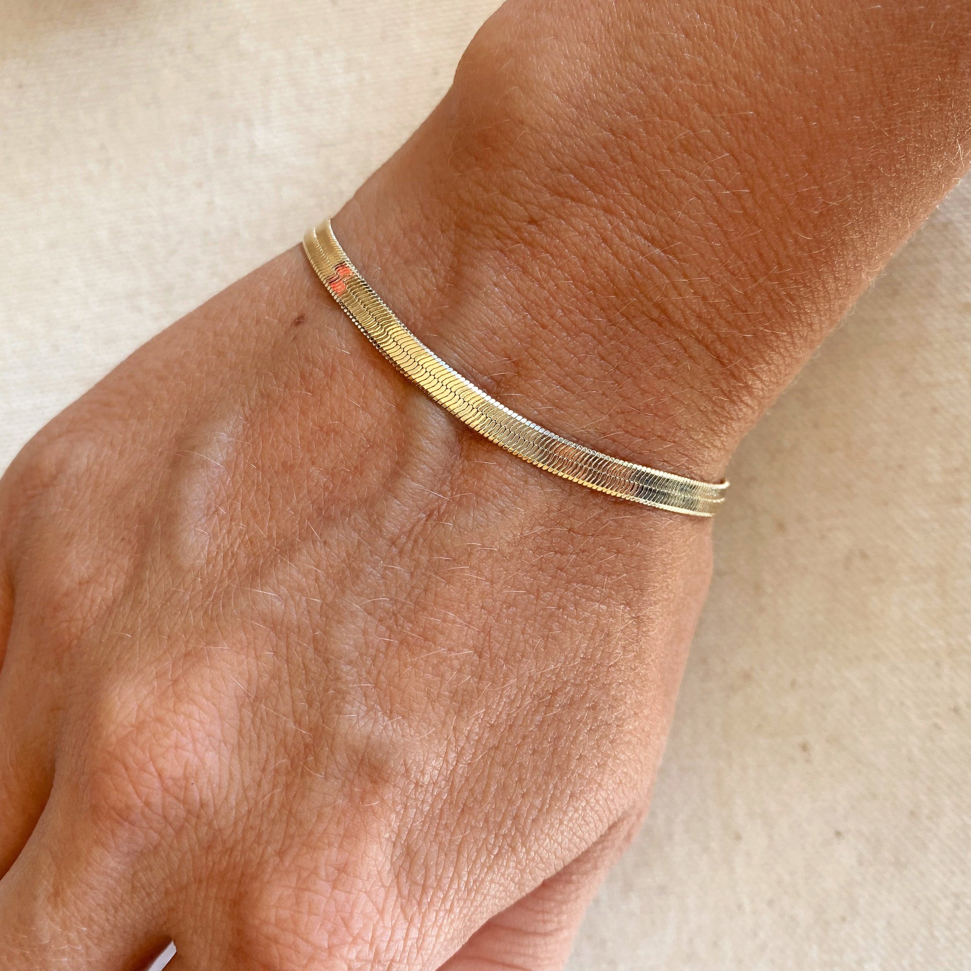 GoldFi 18k Gold Filled 4mm Herringbone Bracelet