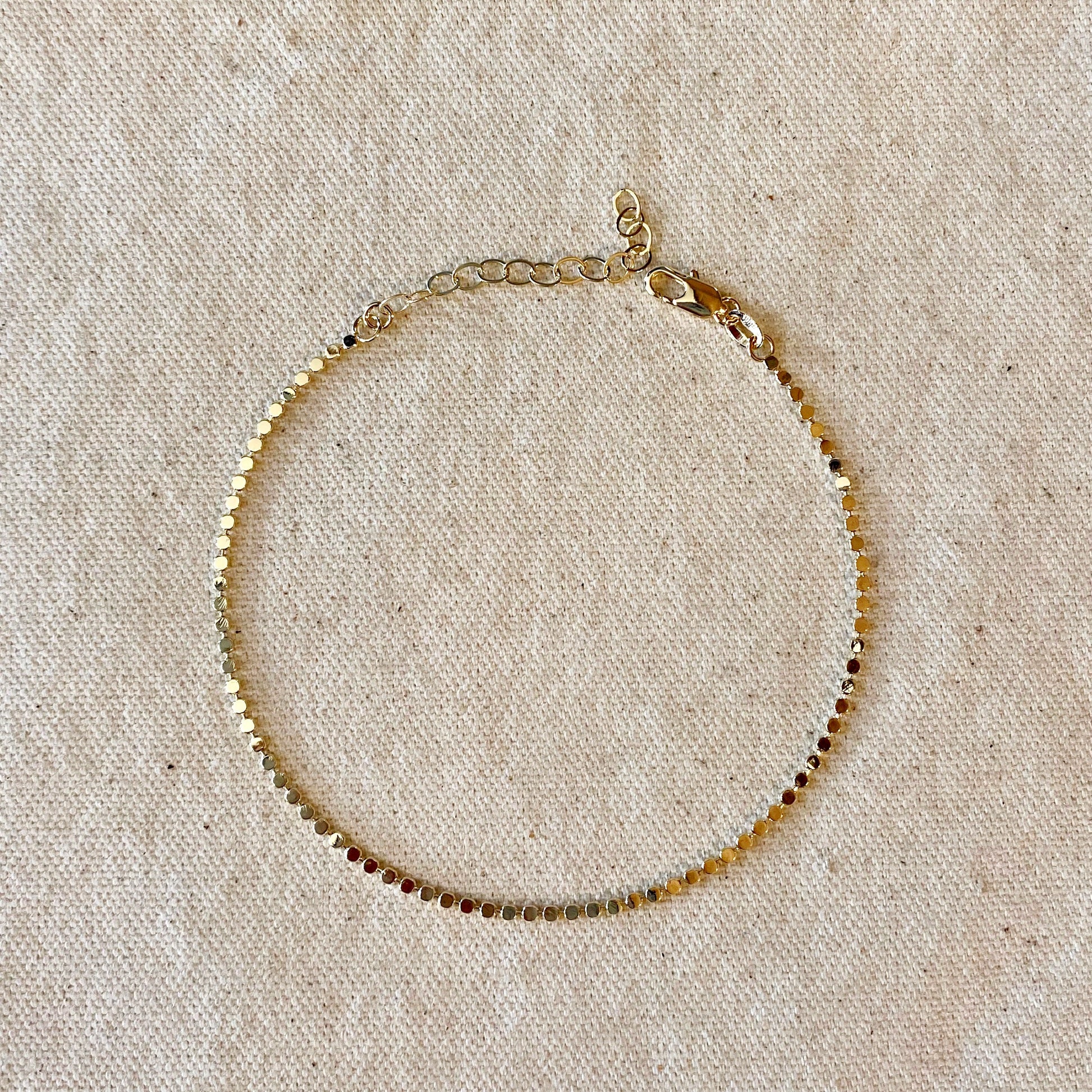 GoldFi 18k Gold Filled 2.0mm Flat Ball Chain Anklet