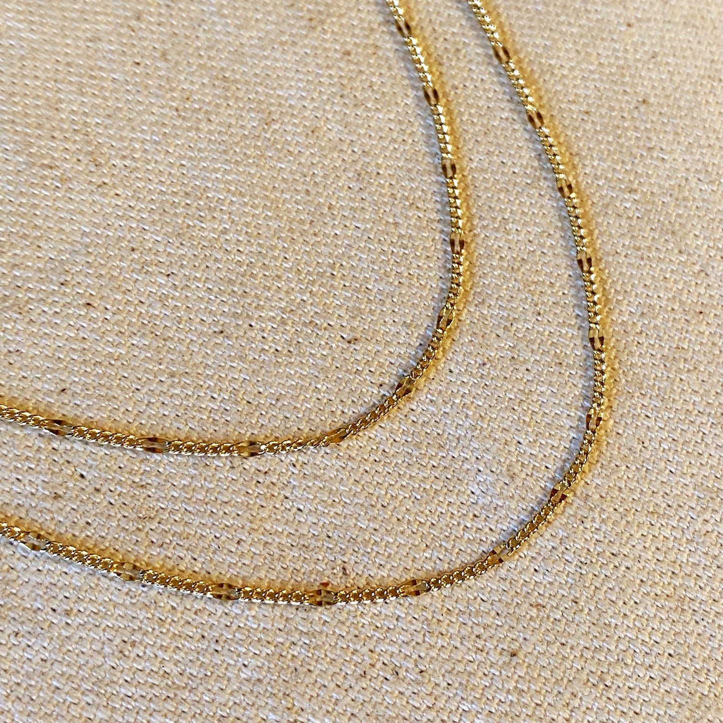 18k Gold Filled Beaten Figaro Chain