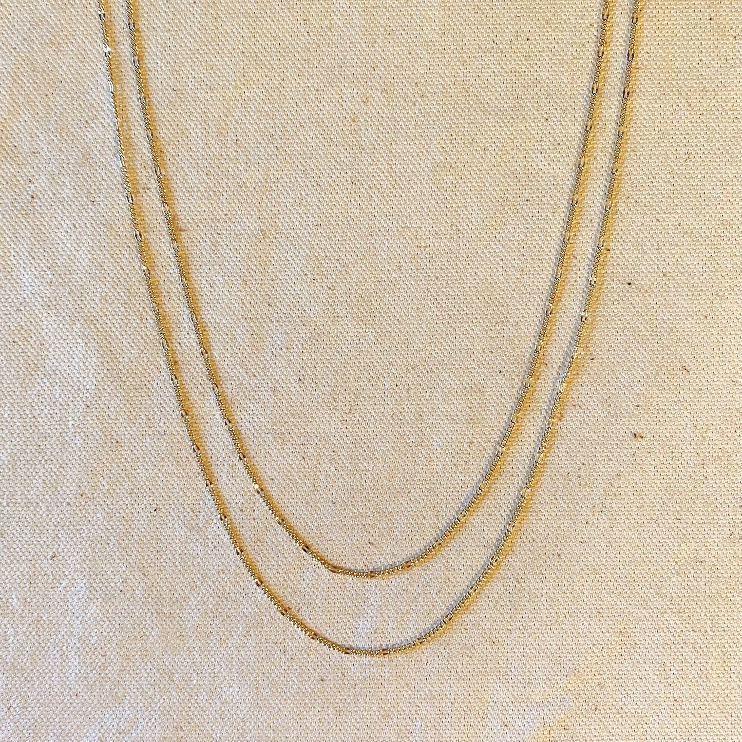 18k Gold Filled Beaten Figaro Chain