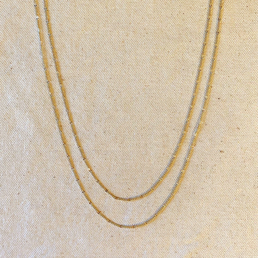 18k Gold Filled Beaten Figaro Chain