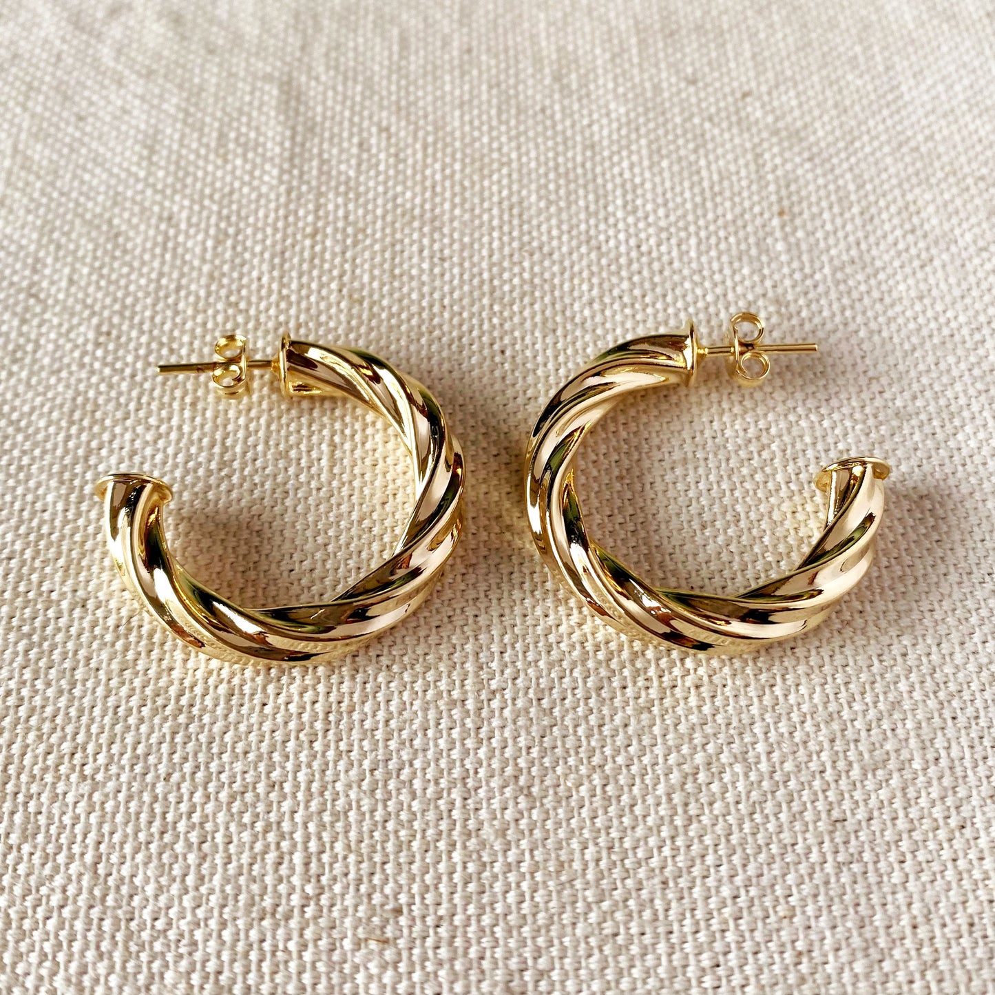 18k Gold Filled Twisted Half-Hoop Earrings